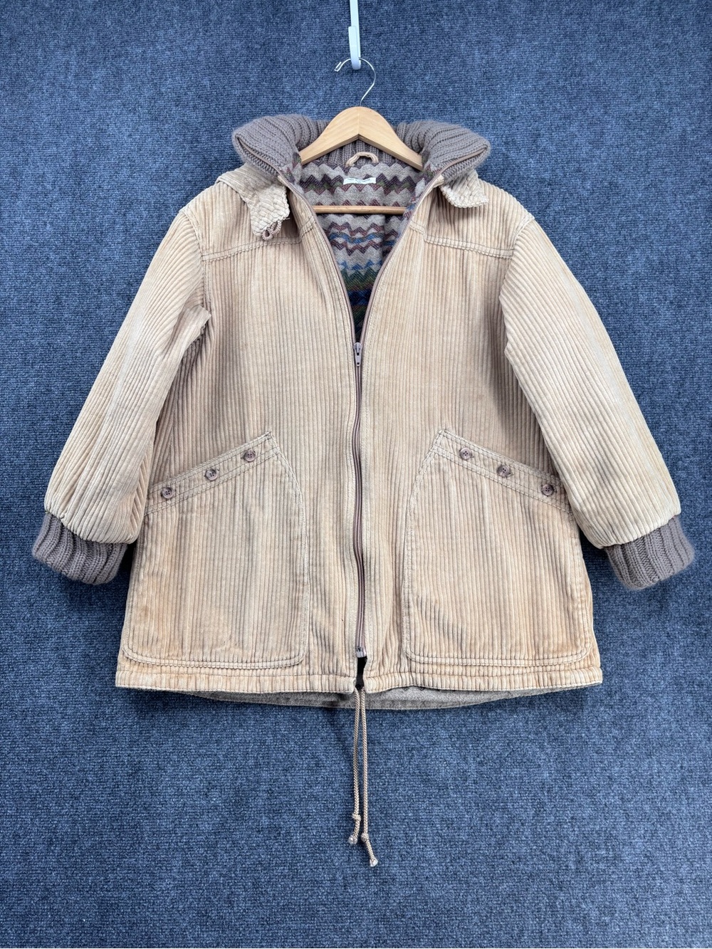 Tan Granola Girl Cottagecore Barn Chore Coat Corduroy Full Zip Jacket Women’s S